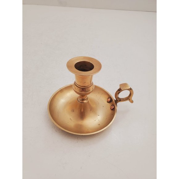 Vintage Brass Candle Holder - Brass Candlestick Holder - Brass Chamberst… - Picture 3 of 10